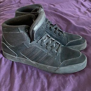 Adidas mens neo label mid top black suede